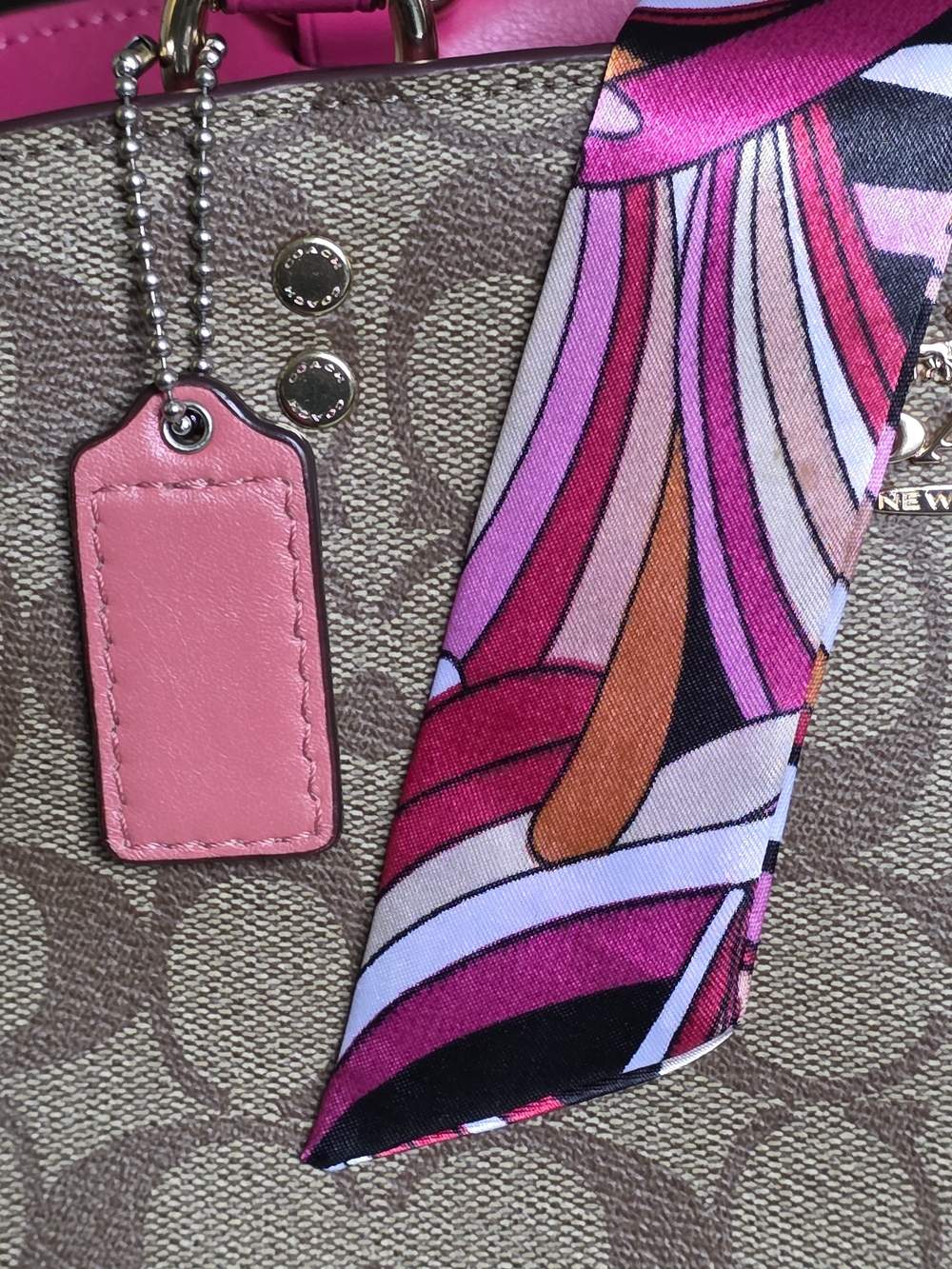 Coach Small Coral Pink Leather Hangtag - Picture 2 of 5